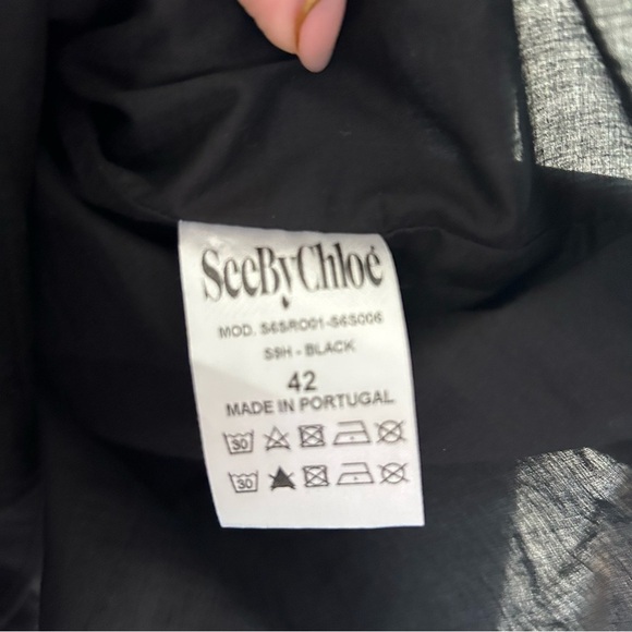 See by Chloe Scalloped Cotton Poplin Dress in Black sz 42 - Picture 4 of 5